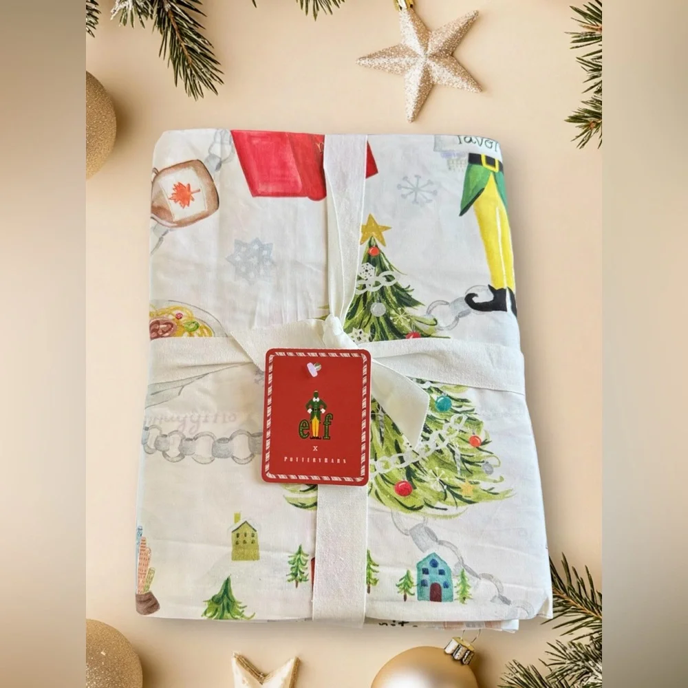 POTTERY BARN Buddy the Elf Christmas sheet set•new•king